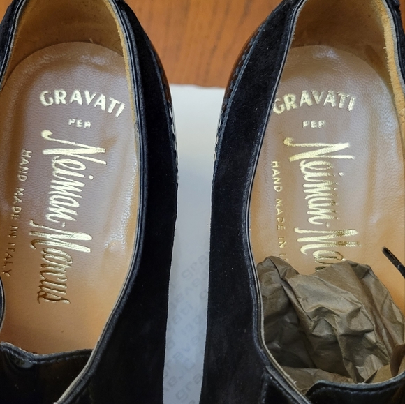 Gravati Black Suede Oxford w/ Black Patent Leather Cap Toe Size 10 - Picture 6 of 13